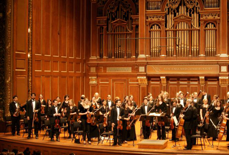 Longwood Symphony Orchestra performing in Jordon Hall in Boston