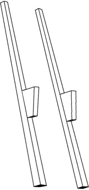 black and white drawing of wooden stilts