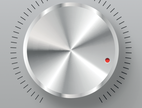 close-up of a knob that regulates sound volume
