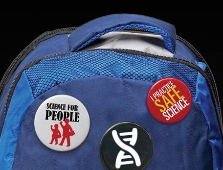 Backpack with pro-earth button pins 