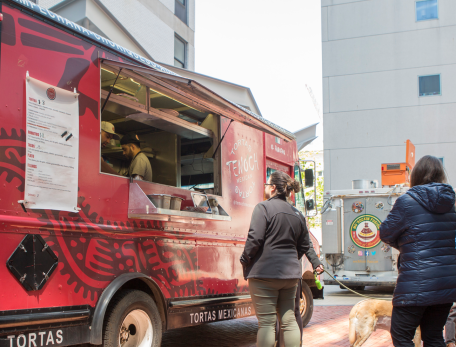food truck parked on HMS campus