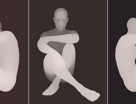 illustration of ghostlike figures in various seated poses
