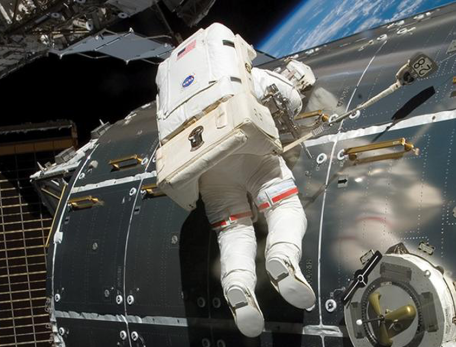 Astronaut outside a spaceship