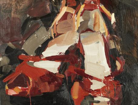 painting of women's red dress shoes