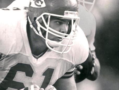 Mark Adickes playing in a Kansas City Chiefs football team uniform
