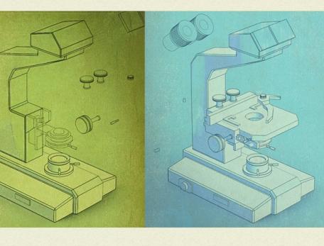 Colorful illustration of microscopes