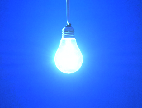 A blue lightbulb 