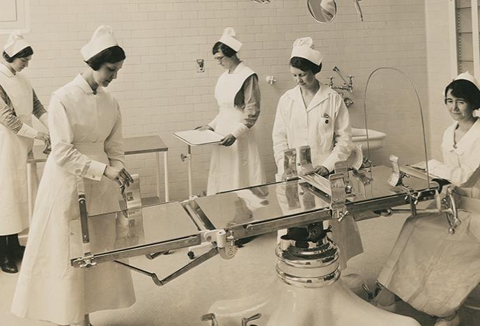 nurses in operating room mid-20th century