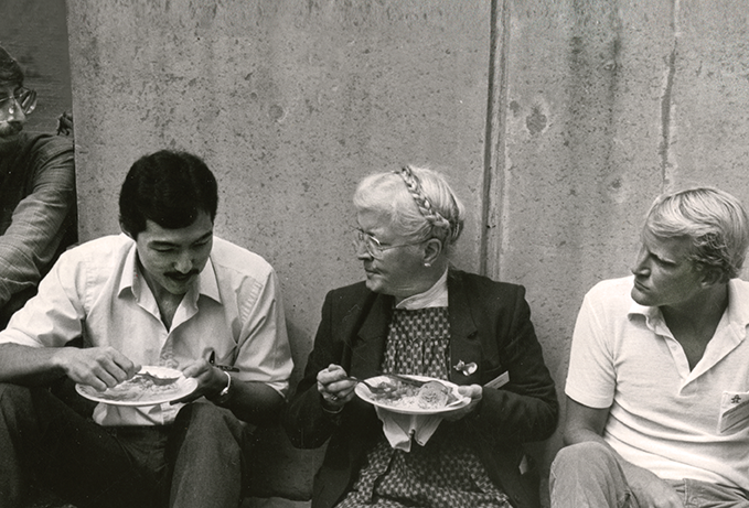 Shirley Driscoll with students