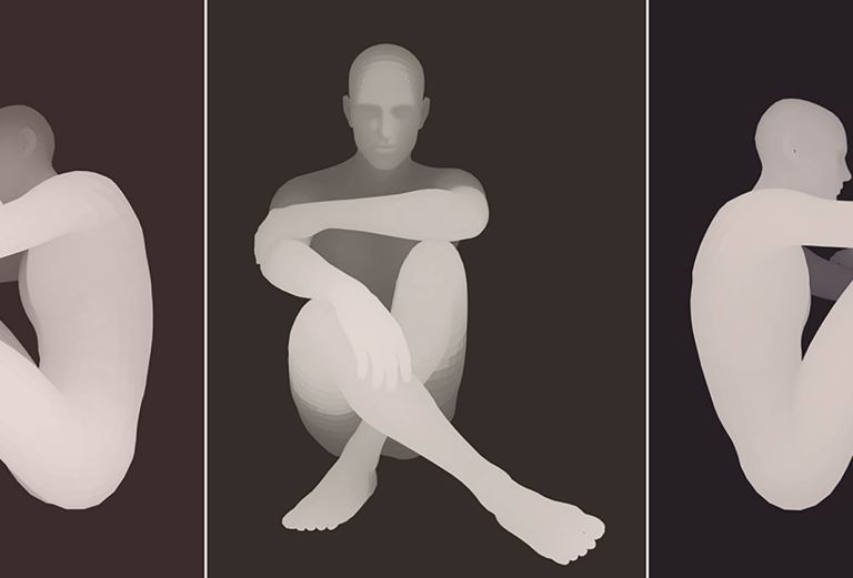 illustration of ghostlike figures in various seated poses