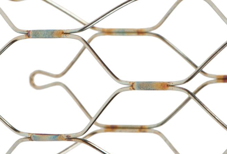 close-up of a vascular stent