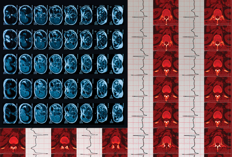 American flag collage created with different bodily scans