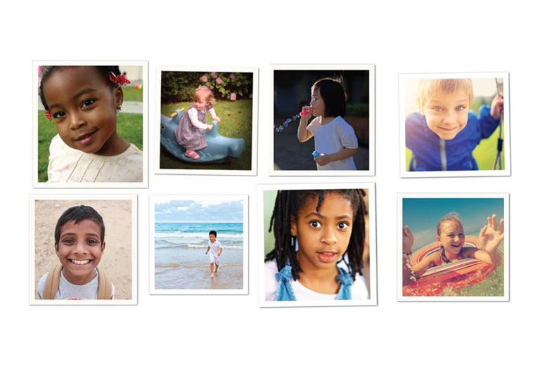 collage of 8 photos of children