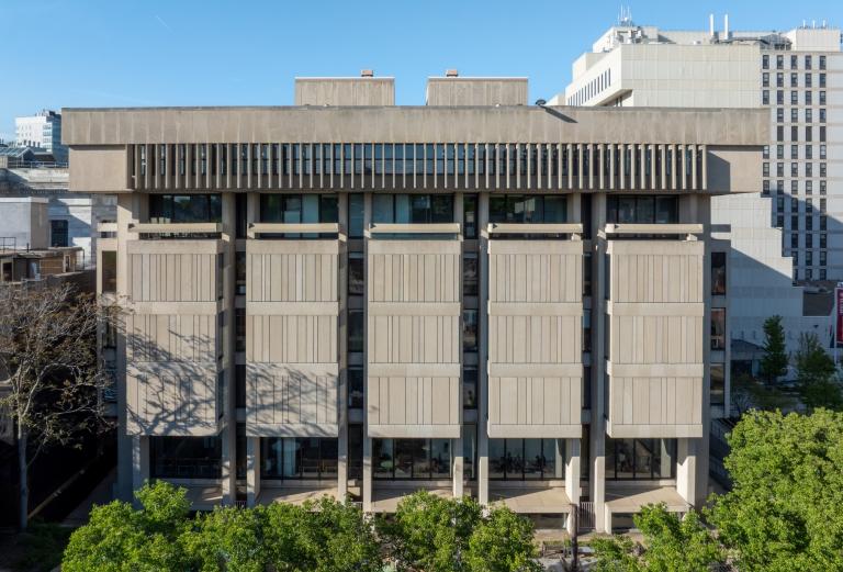 An exterior shot of Countway Library