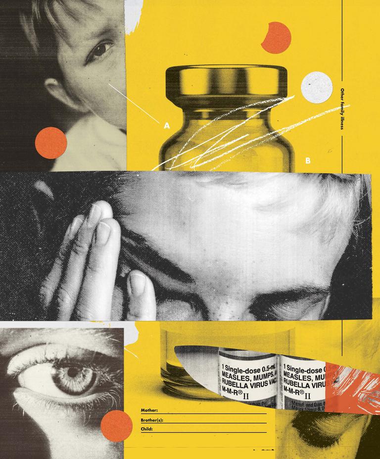 A collage of images related to pediatrics and vaccination