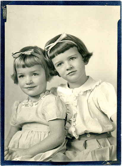 formal portrait of Barid daughters Kitsy and Mimi