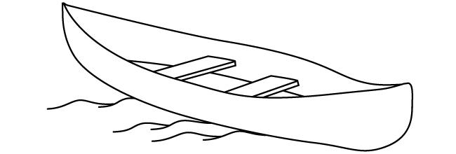 black and white drawing of a canoe