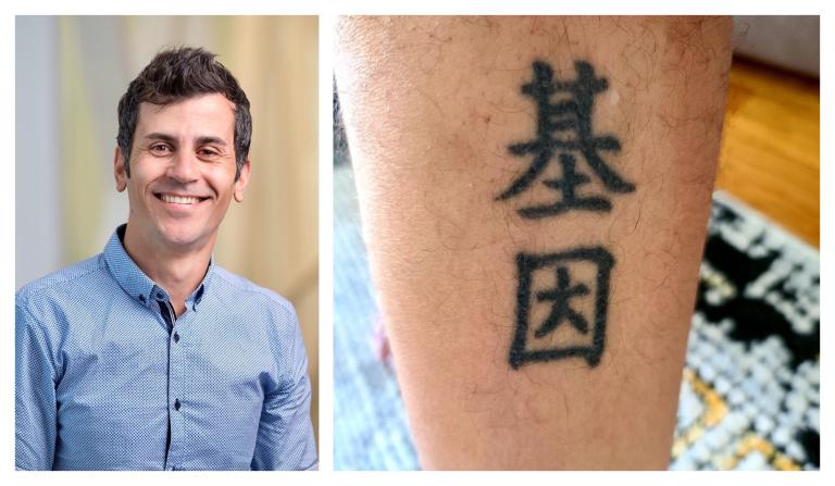 Photo collage of Luciano Martelotto and his tattoo