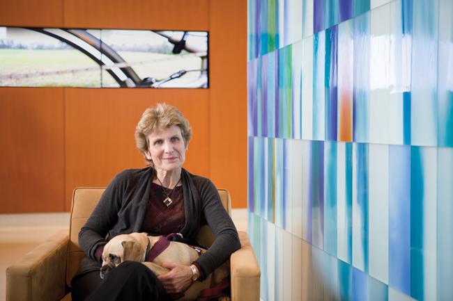 stephanie taylor sitting in a brown leather chair