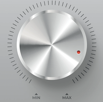 A volume dial set close to MAX
