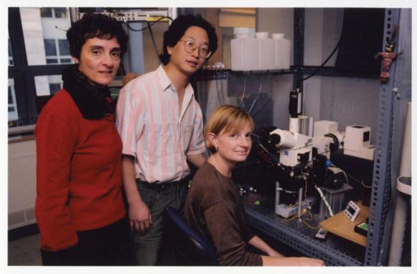 During her tenure as department chair, Carla Shatz (left) worked with Gene Huh and Lisa Boulanger.